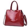 New patent leather handbag crocodile pattern simple and fashionable large-capacity women's bag set magnetic buckle shoulder messenger bag handbag