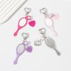 Retro Handle Mirror Element With Heart Keychain Exquisite Patterned Small Mirror Car Pendant Creative Bag Charms Hanging