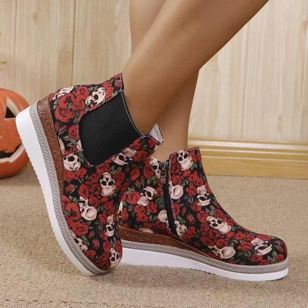 

Женские модные ботильоны на высоком каблуке, кроссовки с круглым носком, туфли на плоской танкетке, повседневная обувь с высоким берцем, черная спортивная обувь 43 красный