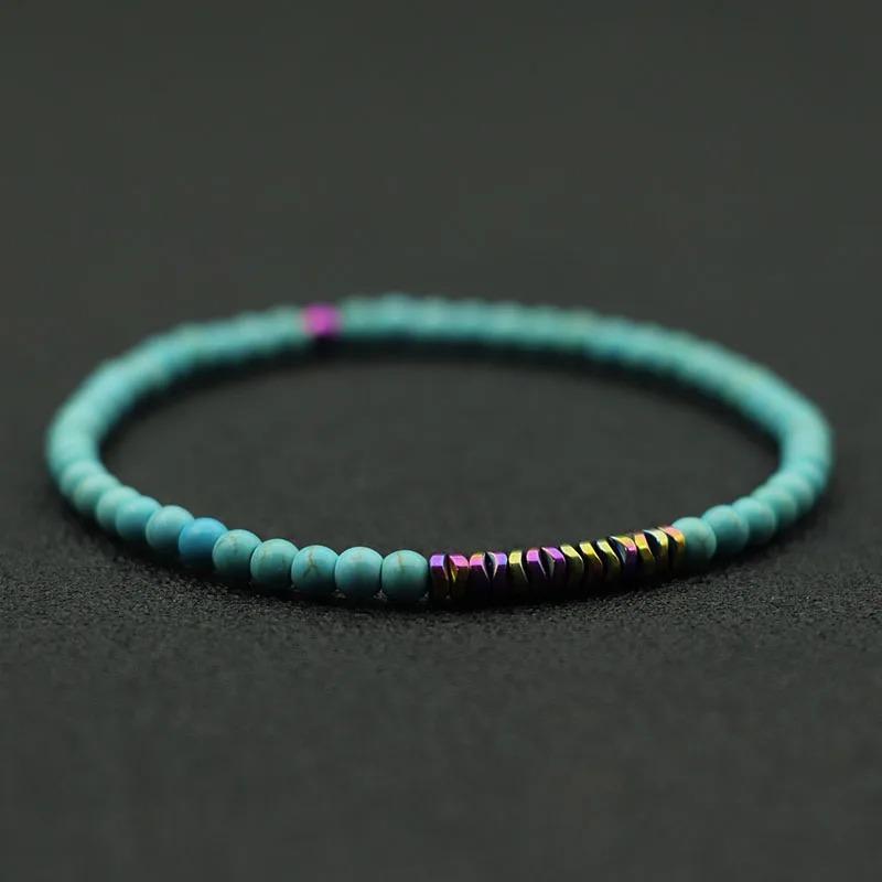 Bransoletka z Kamienia Naturalnego Męska Damska 4mm Mała Koralikowa Bransoletka Medytacja Joga Bransoletka Mapa Tygrysie Oko Brazalete Pulseira