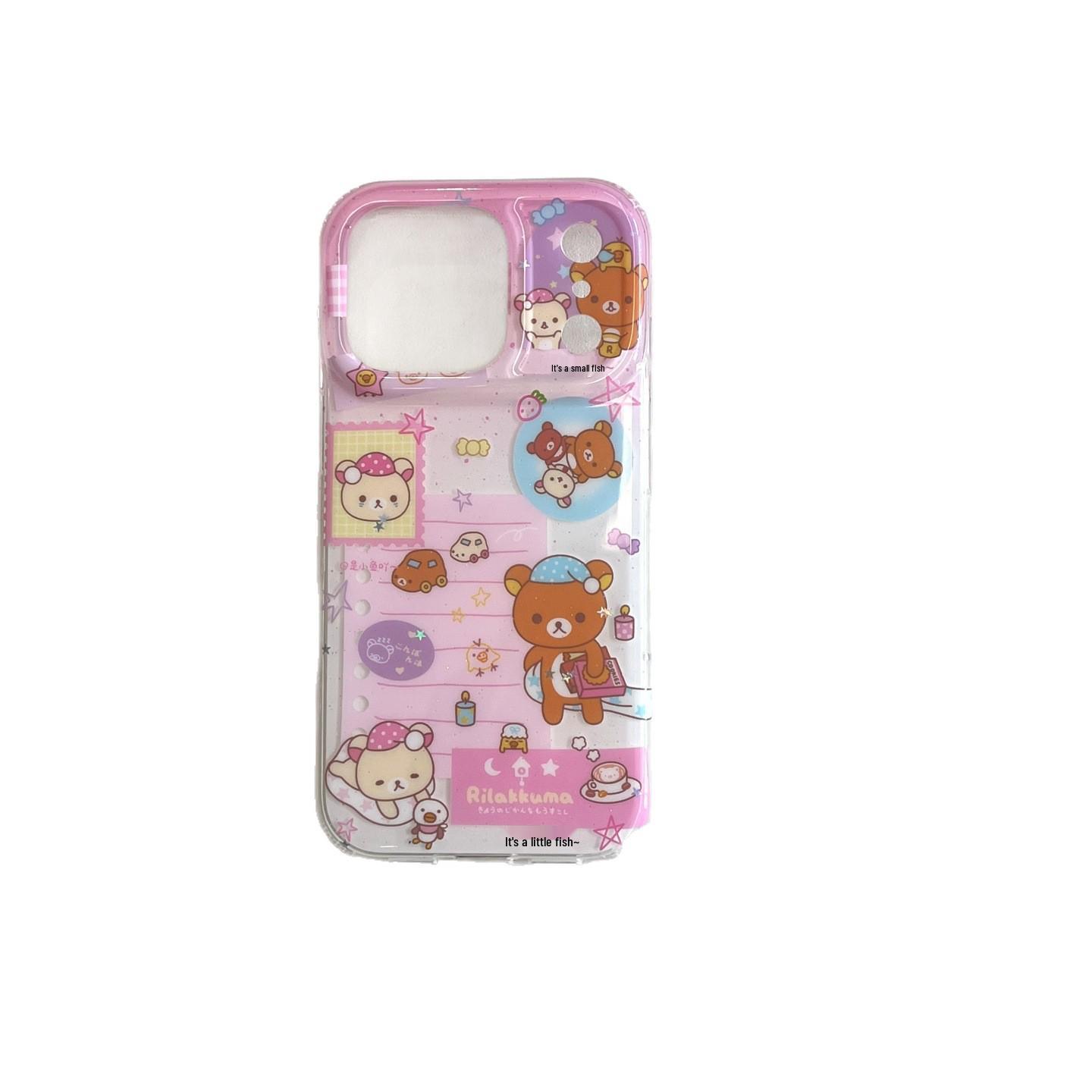 

Rilakkuma iPhone 17/16 Pro Max/14/15 Простой защитный чехол-книжка iPhone 17