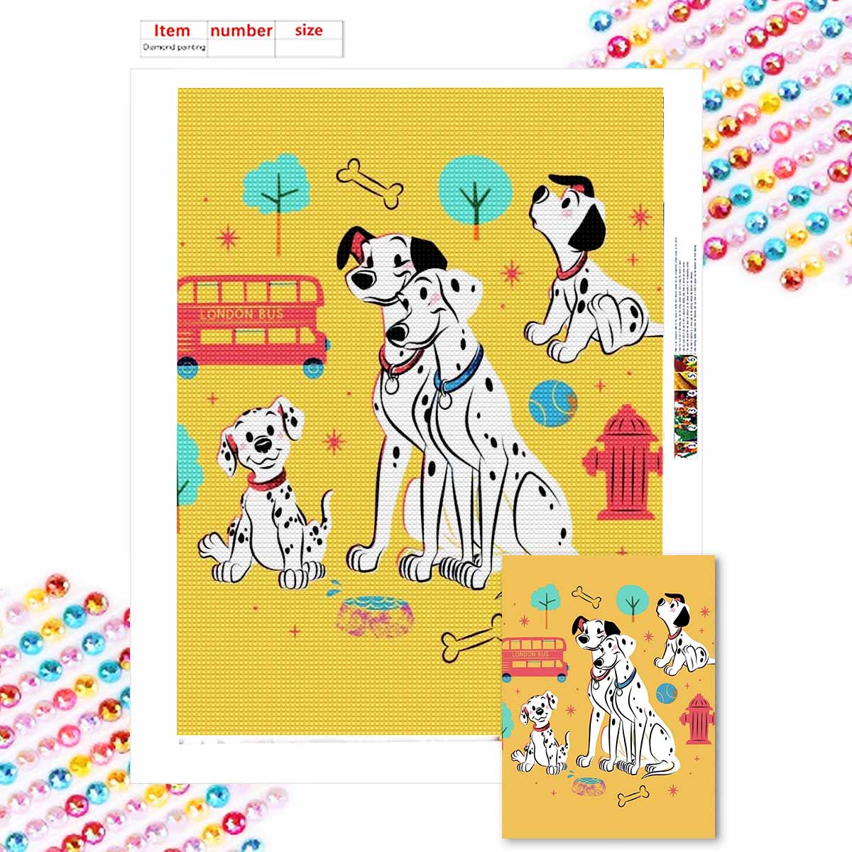 

5D Алмазная вышивка Сделай сам Далматин Полная выкладка Стразы Мозаика Вышивка Изделия ручной работы Домашний декор Подарок Round 20x30cm