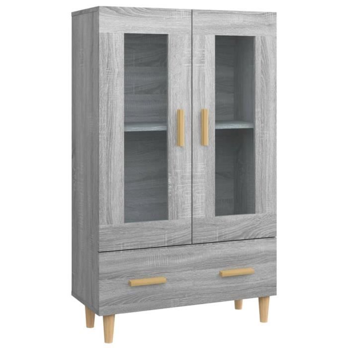 Buffet - SONOMA - 70x31x115 cm - Bois d'ingénierie - 2 portes - Tiroir de rangement