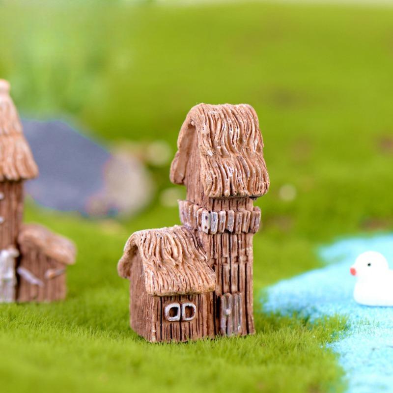 

Маленькие украшения для дома Деревенский бревенчатый дом Соломенная крыша Ретро Деревянная доска Замок Фон Украшение Домашние поделки Подарки Square top square