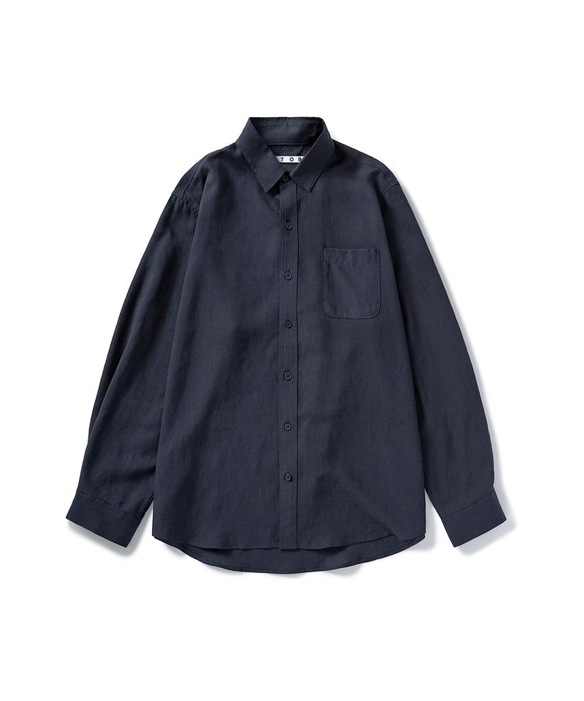 Peulomeitubi Tencel Ramie Linen Shirt Navy Tobls106