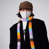 Y2K Style Sausage Thin Scarf Warm Color Splicing Rainbow Color Scarf  Cold Weather