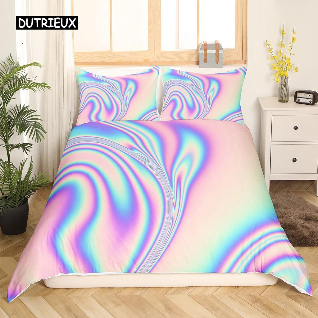 Buntes Glitzer Bettbezug Set Girly Pink Pastell Modern Mädchen Damen Bettbezug Double Queen King Polyester Qulit Cover