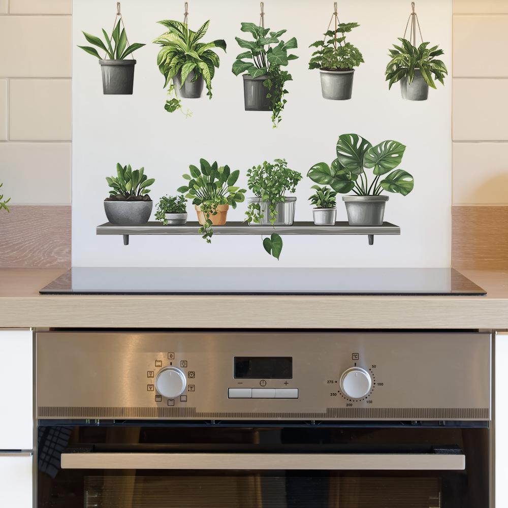 Hanging Basket Greenery Hanging Bedroom Living Room Home Background Landscaping Decoration Wall Stickers