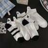 Cartoon-embroidered Socks for Women In Summer, Thin Mesh Hollowed-out Boat Socks with Striped Raised Ears, Boneless Short Socks