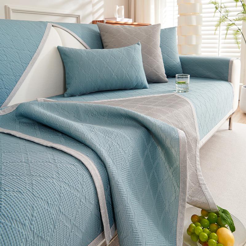 Summer Ice Silk Mat Sofa Cushion Sand Cool Hair Cover Towel Non-slip Machine Washable