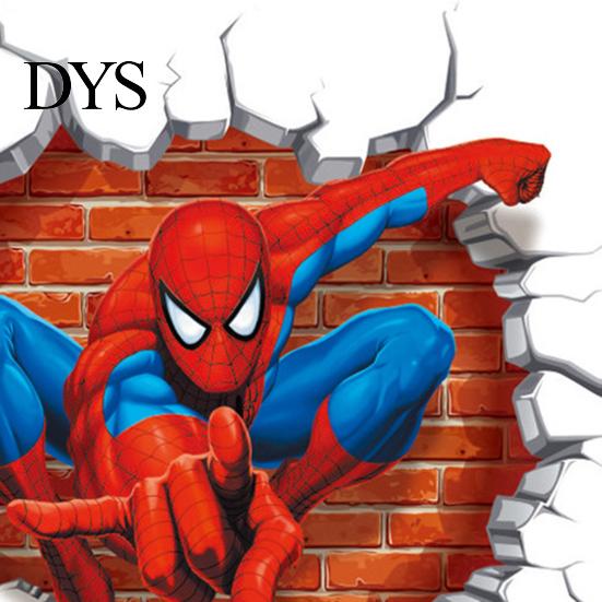 Wallpaper Wall Sticker Cartoon 3D Effect Spiderman Decorative Poster Decal Home Decor Gifts for Kids Rooms Paper