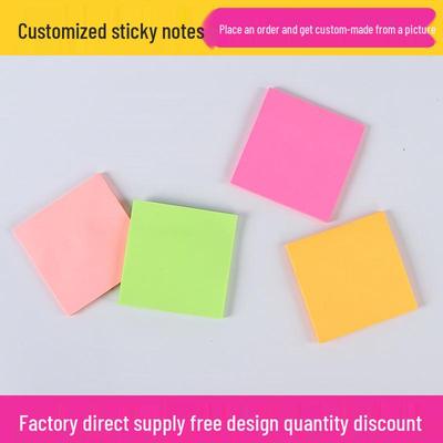Fluorescent Sticky Notes Memo Pad - Strong Adhesion, Solid Color Office Stationery