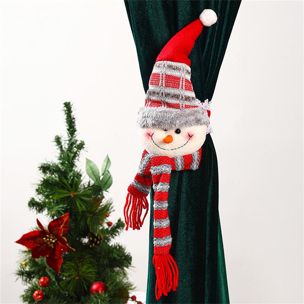 Christmas Curtain Buckle Snowman/Elk/Santa Curtain Decorations Creative Curtain Clip Tieback Strap for Home Window Decor