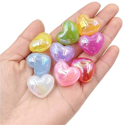 5pcs Dazzling UV Back Hole Three-dimensional Peach Heart Beads DIY Materials Handmade Necklace Bracelet Jewelry Accessories