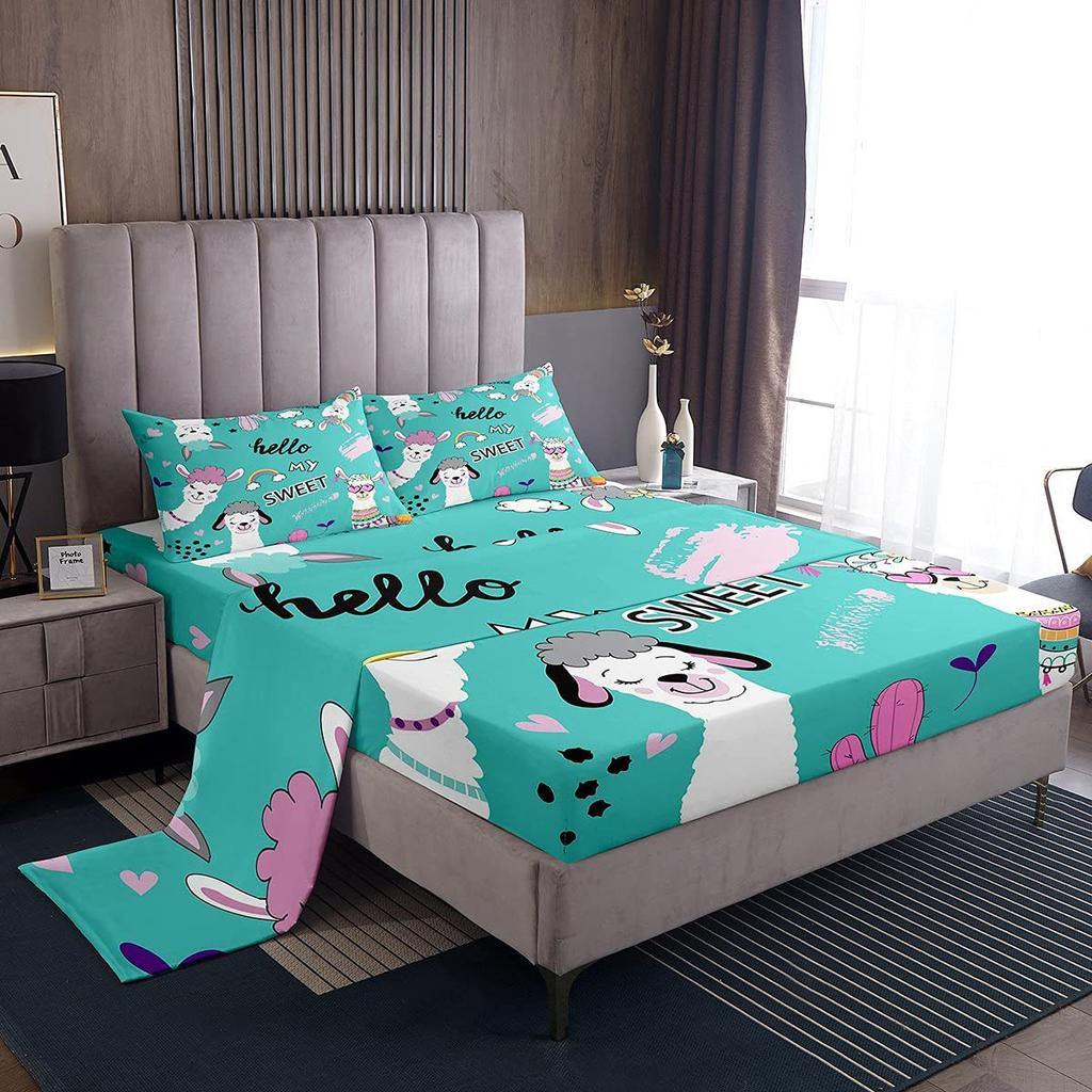 Ocean Submarine Creature Pattern Mattress Four-Piece Bedding Set Bedroom Dormitory Bedding Decoration