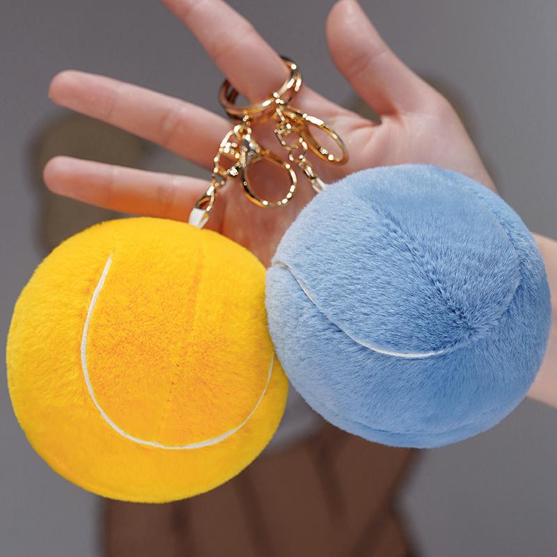 Kreative lebensechte Tennis-Plüschtiere Gefüllte bunte Tennispuppe Weiches Heim-Wurfkissen Niedlicher Schlüsselanhänger Taschen Hängende Spielzeuge
