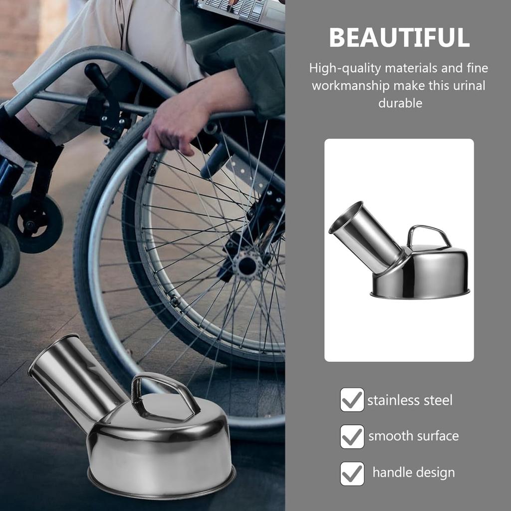 Healifty Urinals for Men Stainless Steel Portable Urine Bottle for Hospital Incontinence Elderly Travel Emergency Urinal Bottle