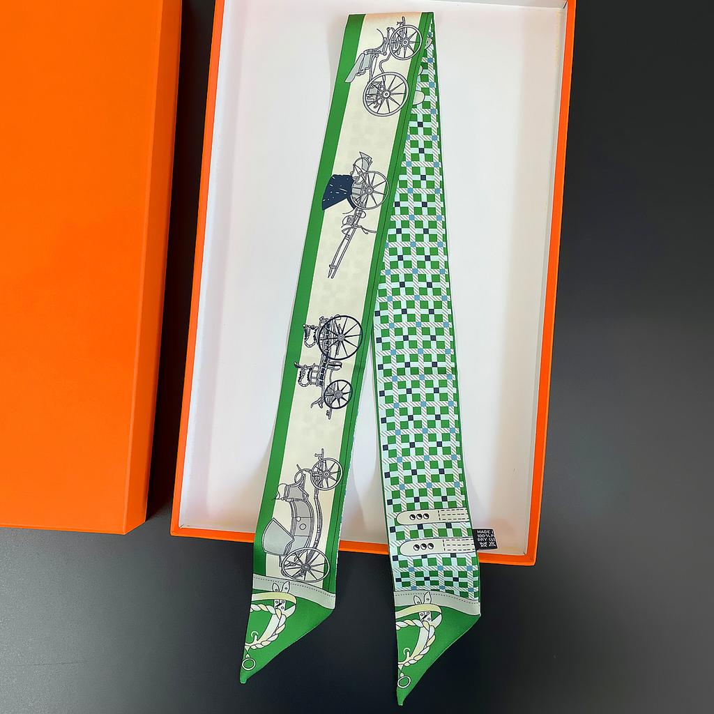 Double Colored Paisley Twill Silk Scarf New Brand Design Luxury Scarf Women Foulard Skinny Bag Scarves Neckerchief Hair Headband