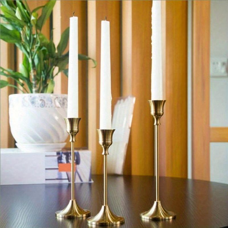 Vintage Gold Metal Tapered Candle Holders, Modern High Pedestal Candle Stand Decor, Tabletop Centerpiece For Wedding Party Dining
