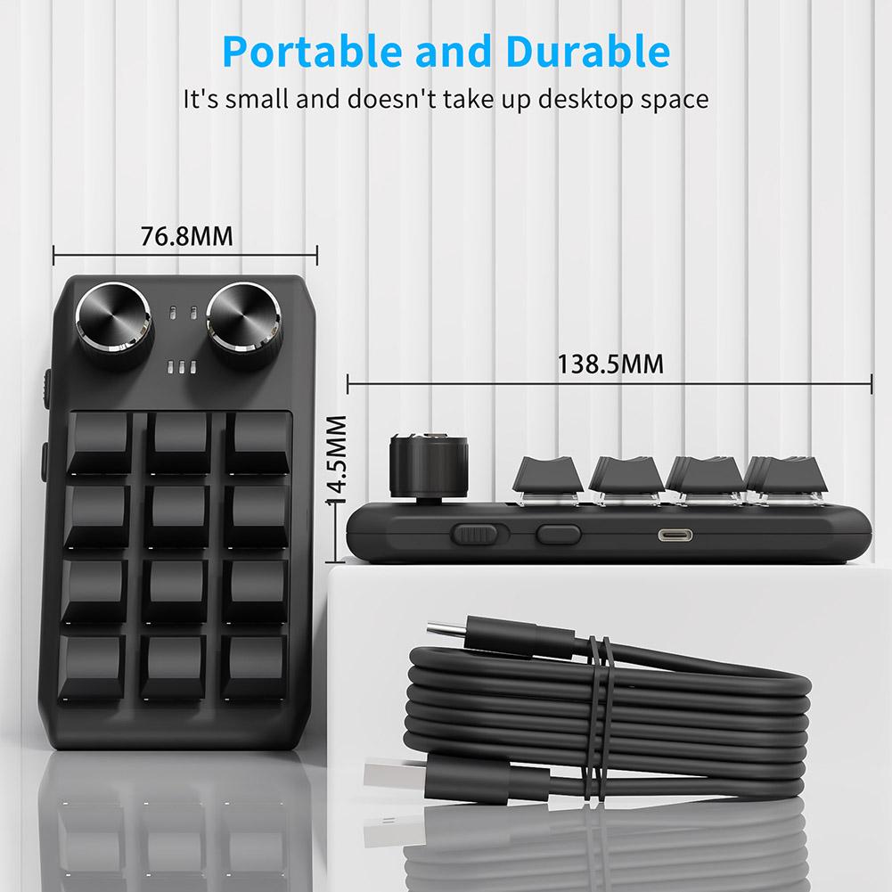 RGB Macro Keyboard Programmable Hot Swap DIY One-handed Mechanical Keypad Dual Type-C Interface Ultra-thin Support for Windows