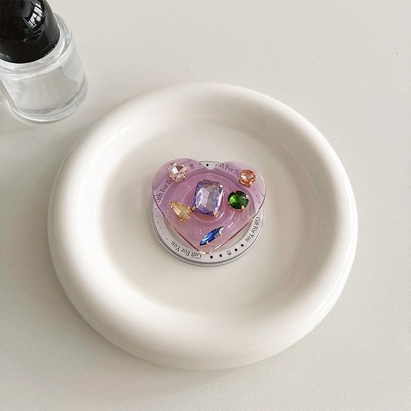 

Colorful Gemstones Rhinestones Heart-shaped Mobile Phone Airbag Holder High-end Sensory Ins Wind Magnetic Suction Magsafe Desktop Support Bracket