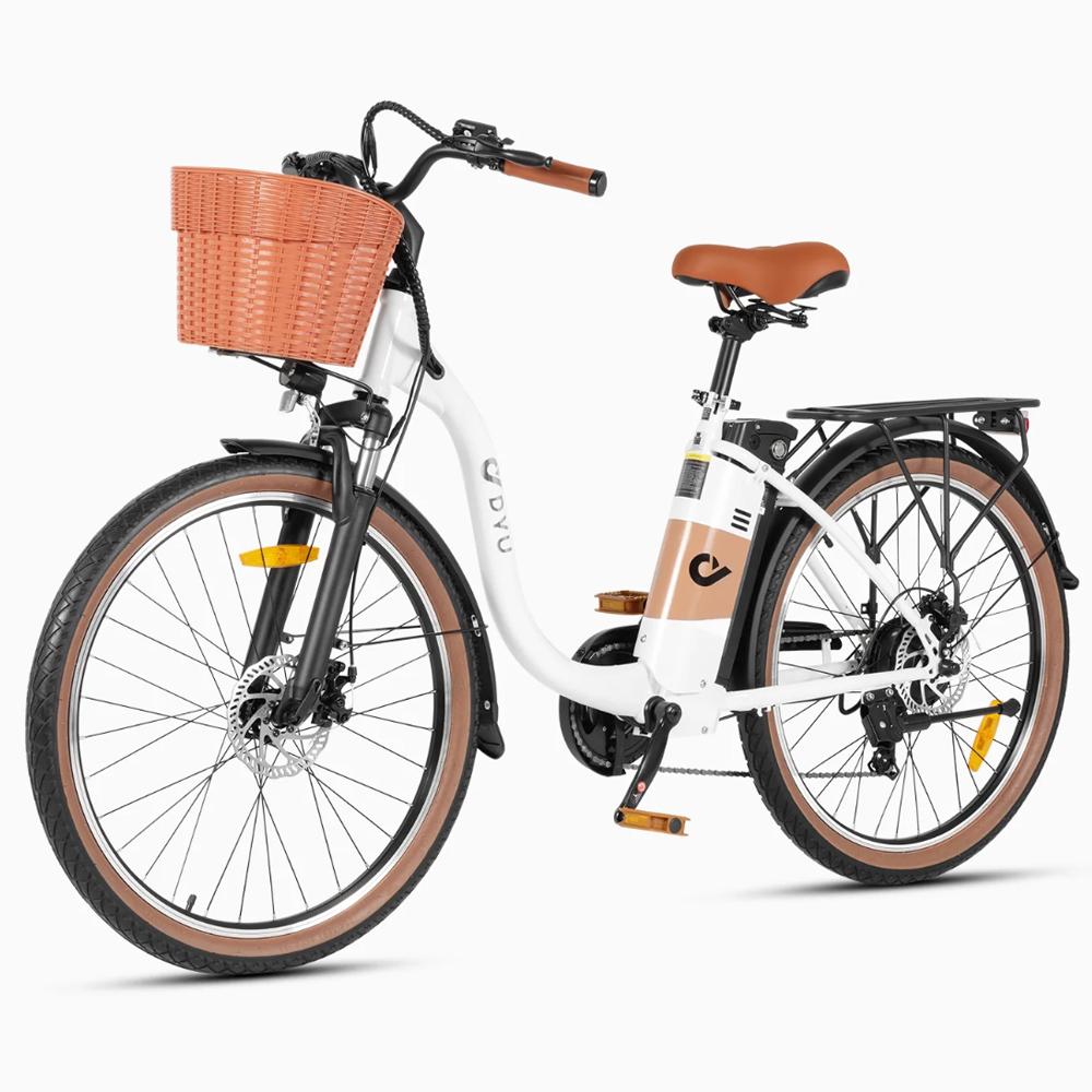 Electric Bike DYU C6 Pro 26" 250W Motor 15.6AH Max Range 80Km Load 120Kg White