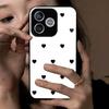 Black Heart Pattern Phone Case for HONOR 600 Lite Acrylic Back TPU Bumper Shockproof Protective Cover, Minimalist Korean Style