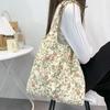 Korean Floral Corduroy Shoulder Bag - Retro Large Capacity Cotton Tote