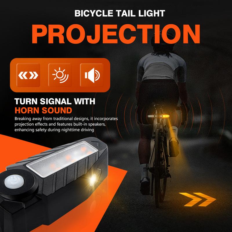 1/ 2Sets Bicycle Remote Control Taillight Projection Riding Light USB Bike Light Wireless Night Light Turn Signal Safety Lamp