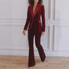 Cross2025 European Autumn/Winter Long Sleeve Velvet Suit - Women's Korean Two-Piece Set for Parties and Commuting.
