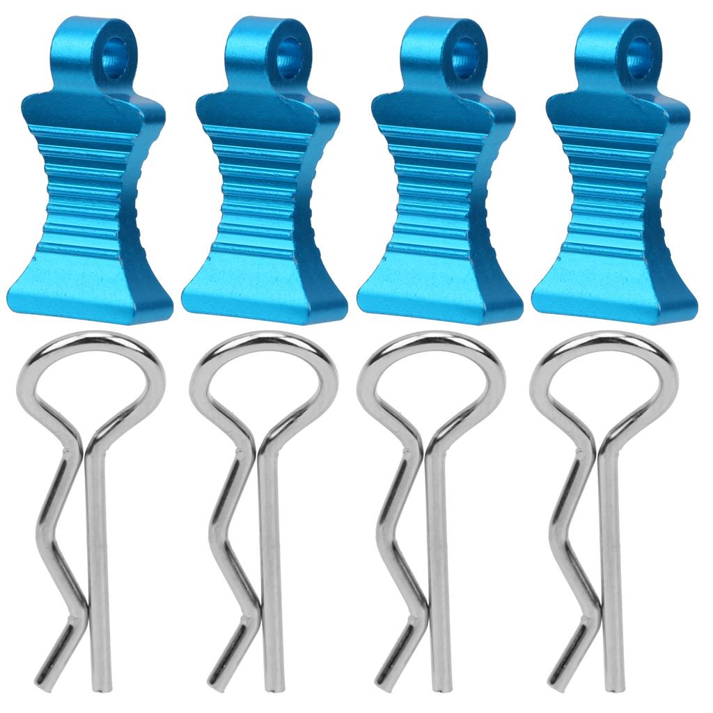 4pcs Aluminium Alloy RType Car Body Shell Clips Pin with Fixing Bracket for 1 10 RC Car(Blue )