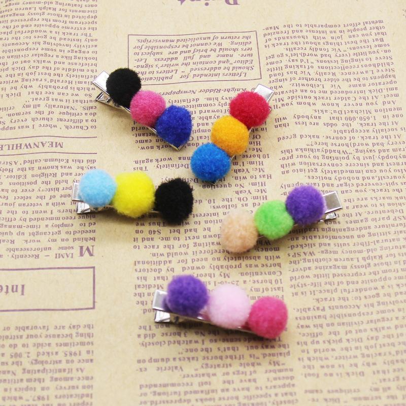New Autumn and Winter Korean Version of Children's Hairpin Hairpin 2 Yuan Store Wholesale Popular Hairball Fabric Hair Accessories