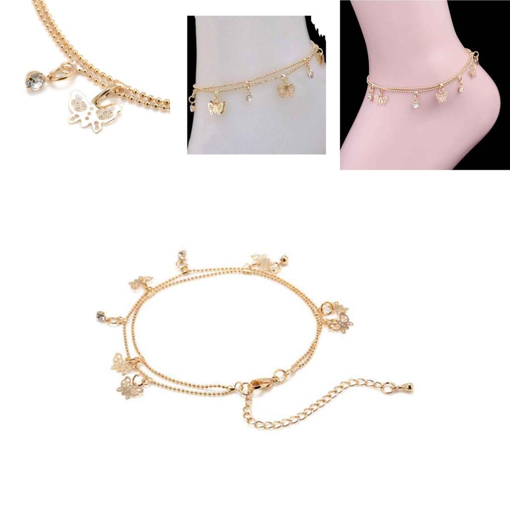 Elegant Womens Gold Plated Butterfly Charm Anklet Bracelet For Beach Outings