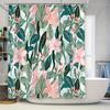 Waterproof Shower Curtain Flower Pattern Pink Green Leaves Bath Decoration Waterproof Fabric Curtain for Home Decorations Size 7