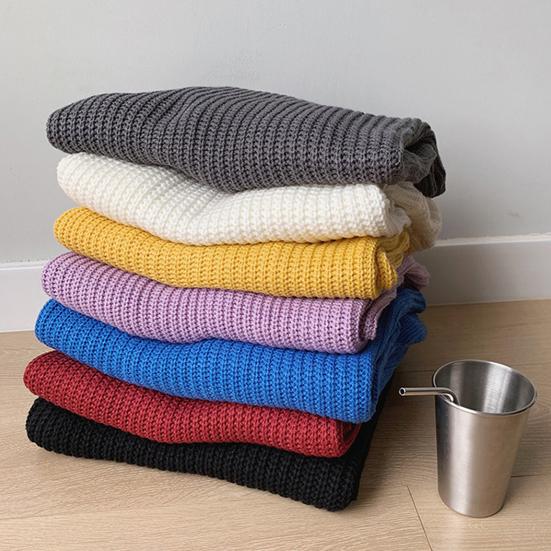 Herregenser Ensfarget Rund hals Lange ermer Krympefri Elastisk strikk Løs genser Elastisk Høstgenser Herreklær
