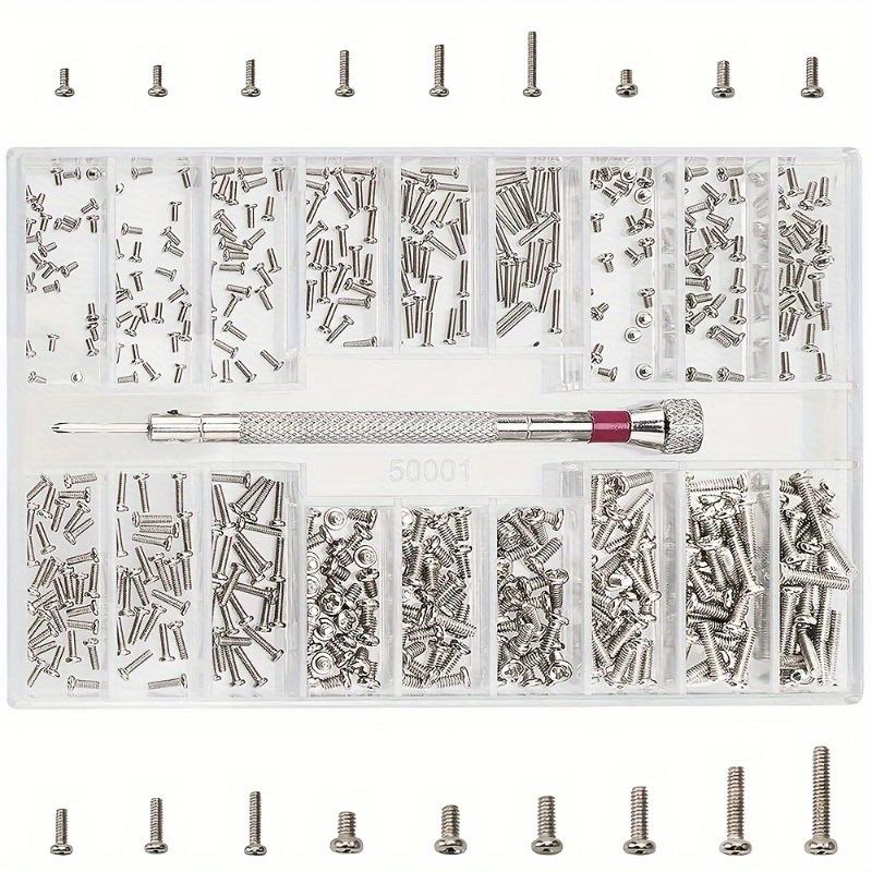 Un jeu de 500 mini vis de réparation avec un tournevis, parfait pour réparer des lunettes, des montres, des ordinateurs portables et des appareils électroniques