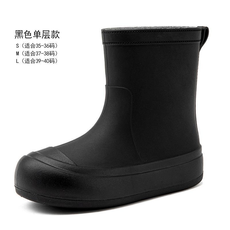 Fashion Women's Rain Shoes Wear Waterproof and Non-slip Cotton Warm Rain Boots Thick-soled Wear-resistant Rubber Shoes