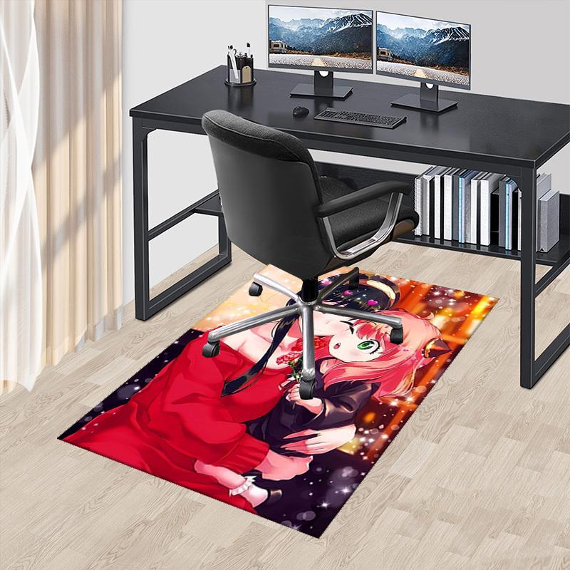 

1pc Anime Cartoon Design Office Chair Mat - Festival Gift for Mom with Pink Hair and Flowers, Suitable for Home Decor, Living Room, Bedroom, Game Room 60cm by 90cm