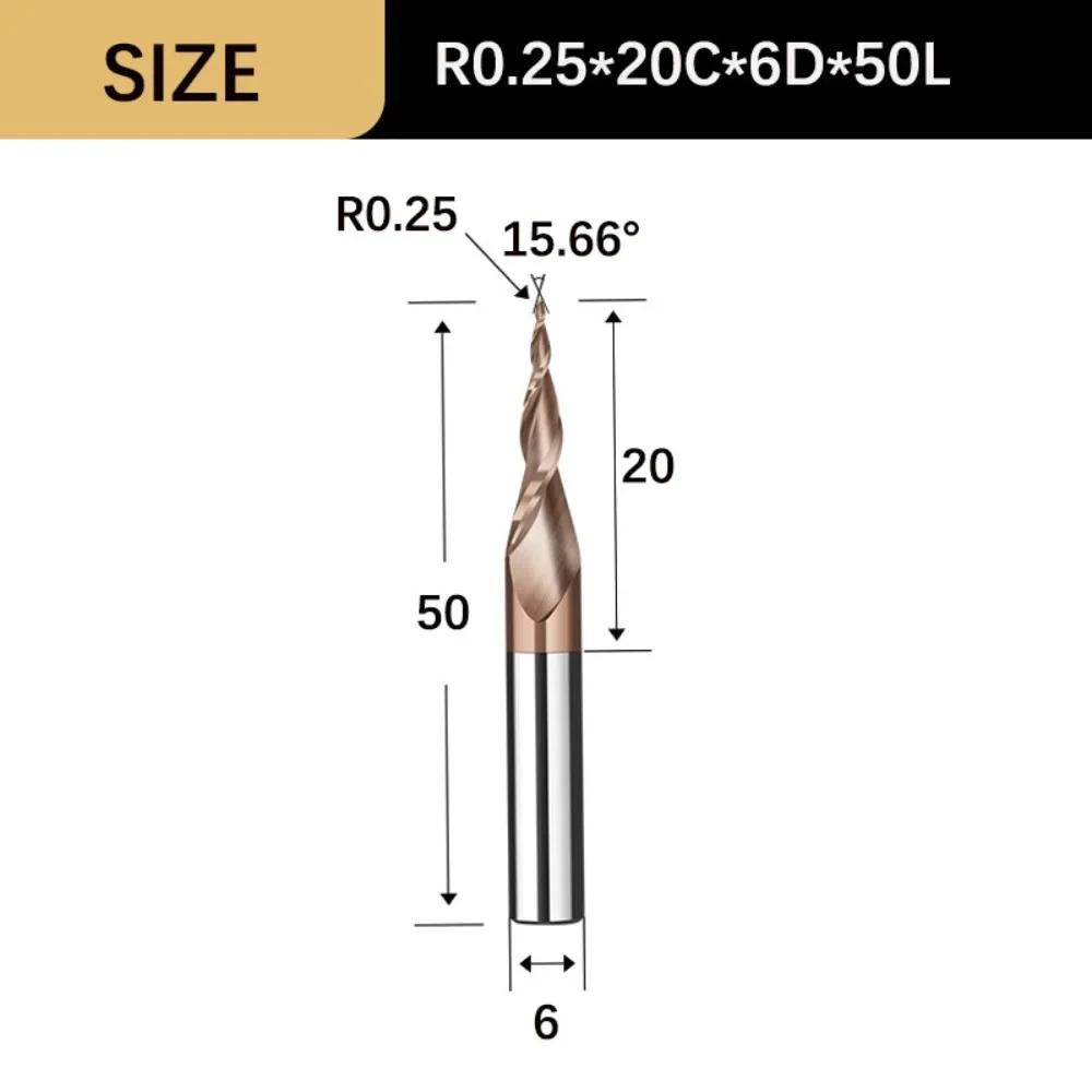 Durable Wood Milling Solid Carbide Tapered Ball Nose End Mill Tapered Ball Nose Spiral CNC Carving Bit Engraving Router Bits