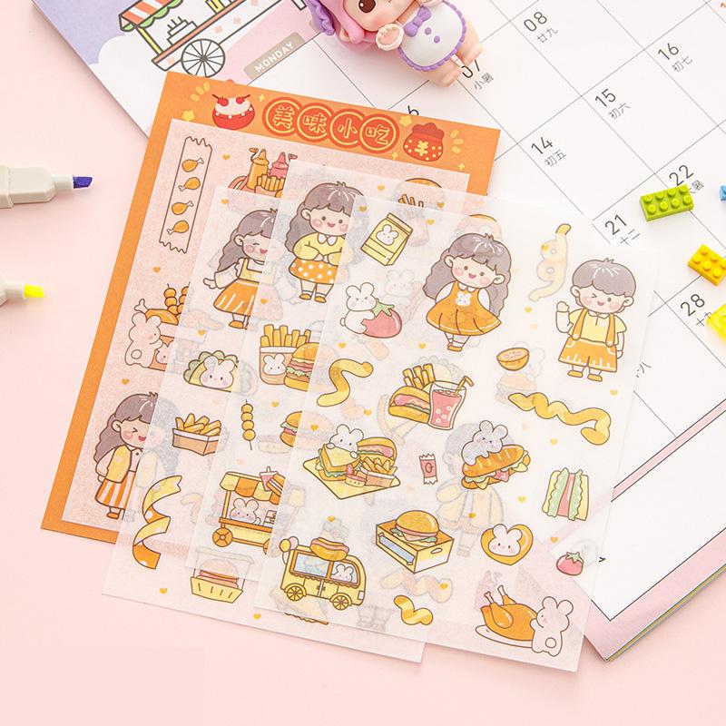 4 Sheets/Set Washi Paper Sticker Kawaii Scrapbooking Daily Material Planner Stickers for Student Kids DIY Decoration