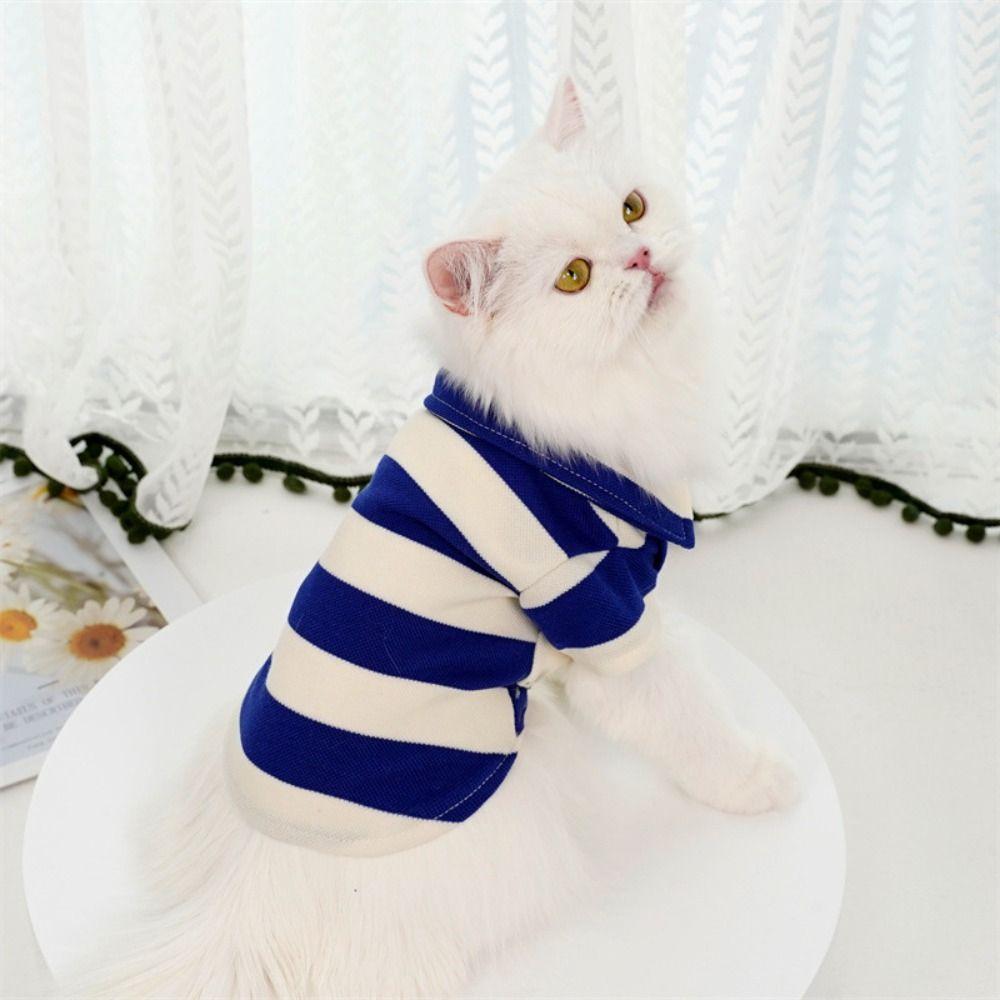 Lovely Casual Dog Stripe Sweatshirt Two-Footed Cotton Fabric Cat T-shirt Vest Undershirt Pet Clothing Summer