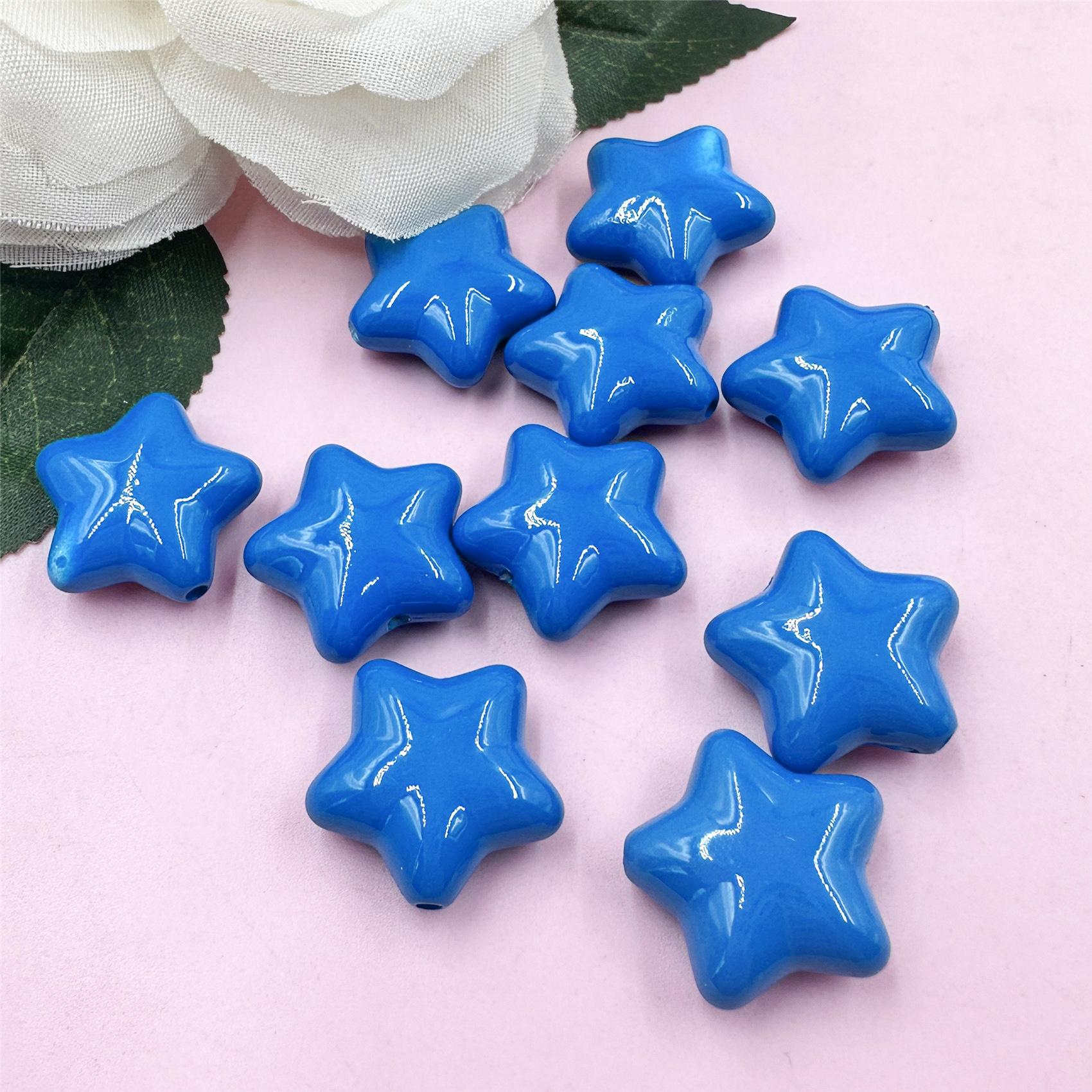 

10 шт., материалы из бисера, ювелирные изделия, акрил, 19 мм, трехмерное ожерелье, серьги, бусины с пятиконечной звездой синий