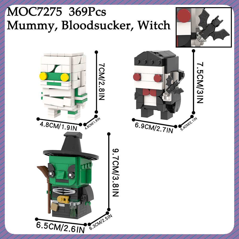 MOC Halloween Brick Ghost Graveyard Pumpkin Carriage House Witch Compatible Building Blocks Toys For Children Adult Friends Gift