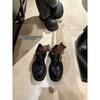 Sheepskin washed leather round head British one-pedal small leather shoes women's muffin single shoes platform lazy retro