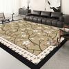 Modern Floral Carpet Mat Rug Black White Vine Pattern with Geometric Border Soft Floor Mat for Living Room Home Decoration