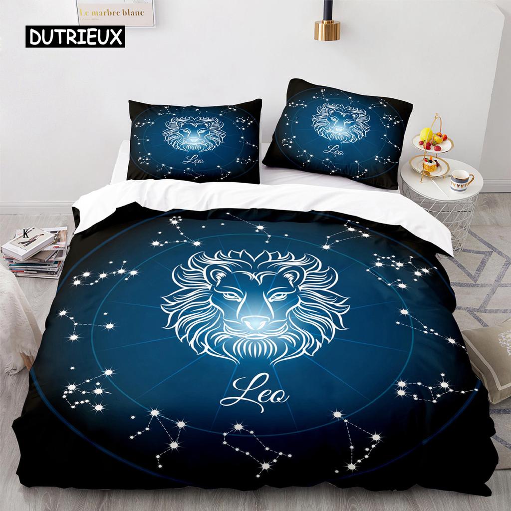 Constellation Duvet Cover Set Aries Galaxy Theme 2/3pcs Twin Bedding Set King Size Polyester Quilt Cover for Constellation Lover