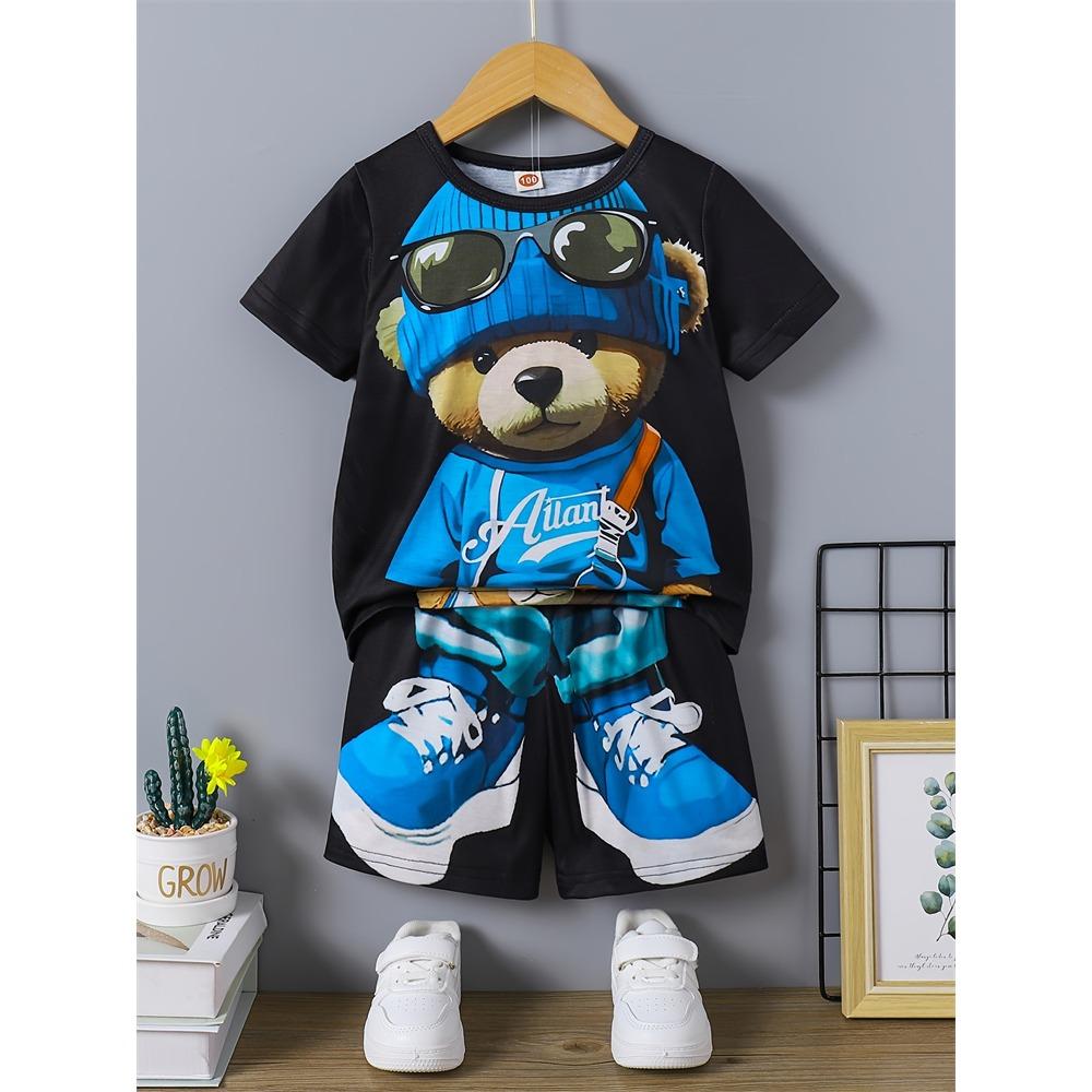 2026 Summer New Casual Short Sleeve Loose Men's Two Piece Suit Fun Pattern Printed Short Sleeve Suit Street Fashion Men's Suit