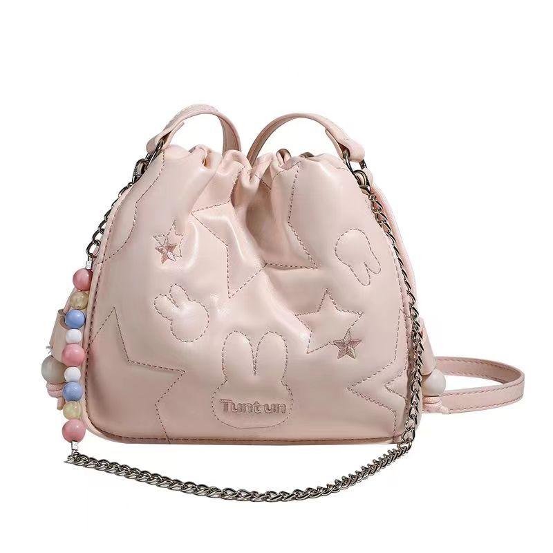 Niche Design Cute Rabbit Beaded Chain Small Bag One-shoulder Crossbody Bag Girl Underarm Bag