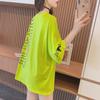 2023 Summer Korean Patchwork Pocket Letter Print Loose Short-Sleeve T-shirt for Women