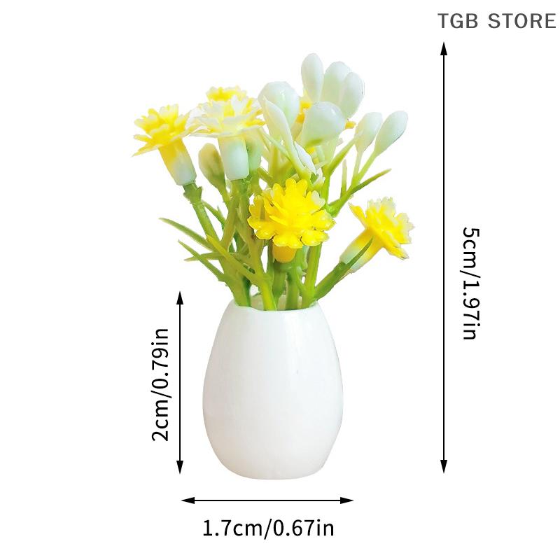 1 Pcs Miniature Plastic Colorful Floral Plants Potted Model 1:12 Dollhouse Simulation Outdoor DIY Accessories